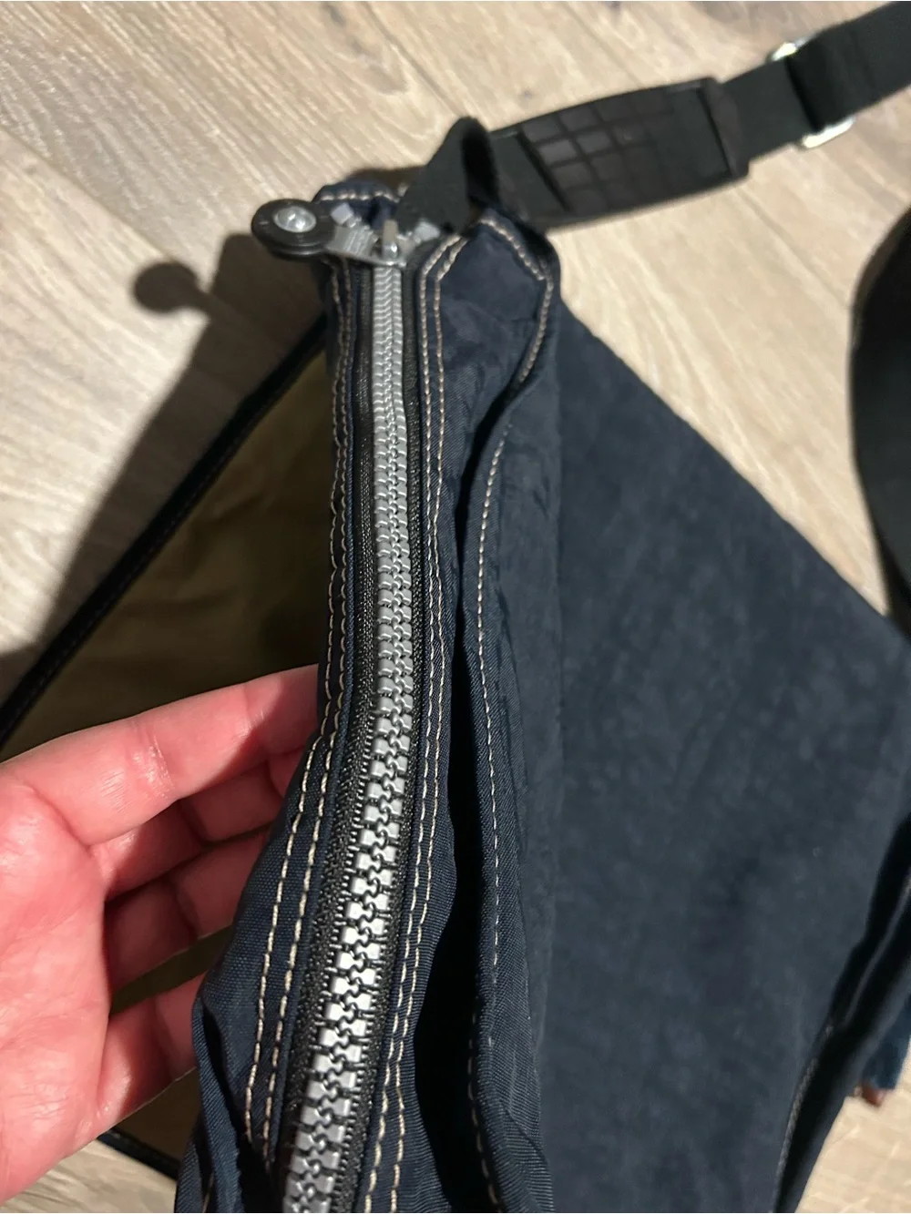 Kipling Dark Blue Expandable Messenger Bag with Monkey Charm